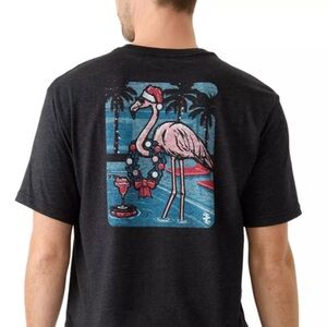 Izod Dark Gray T-Shirt with Holiday Flamingo